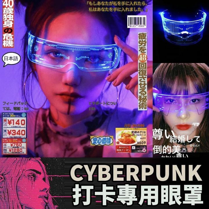cyberpunk打卡專用眼罩-7種顏色自動轉色-高透明PVC物料-