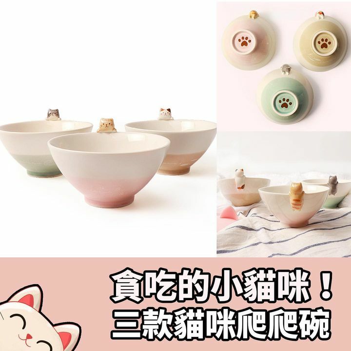 貪吃的小貓咪餐碗