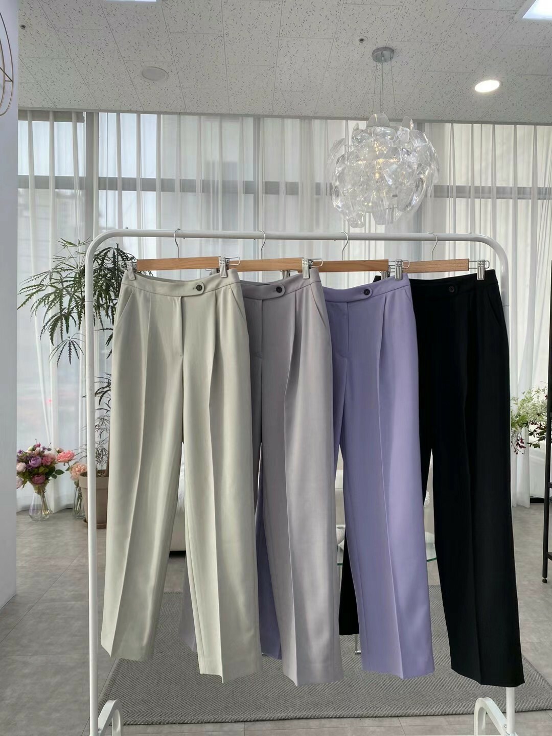 高腰顯瘦薄款西褲