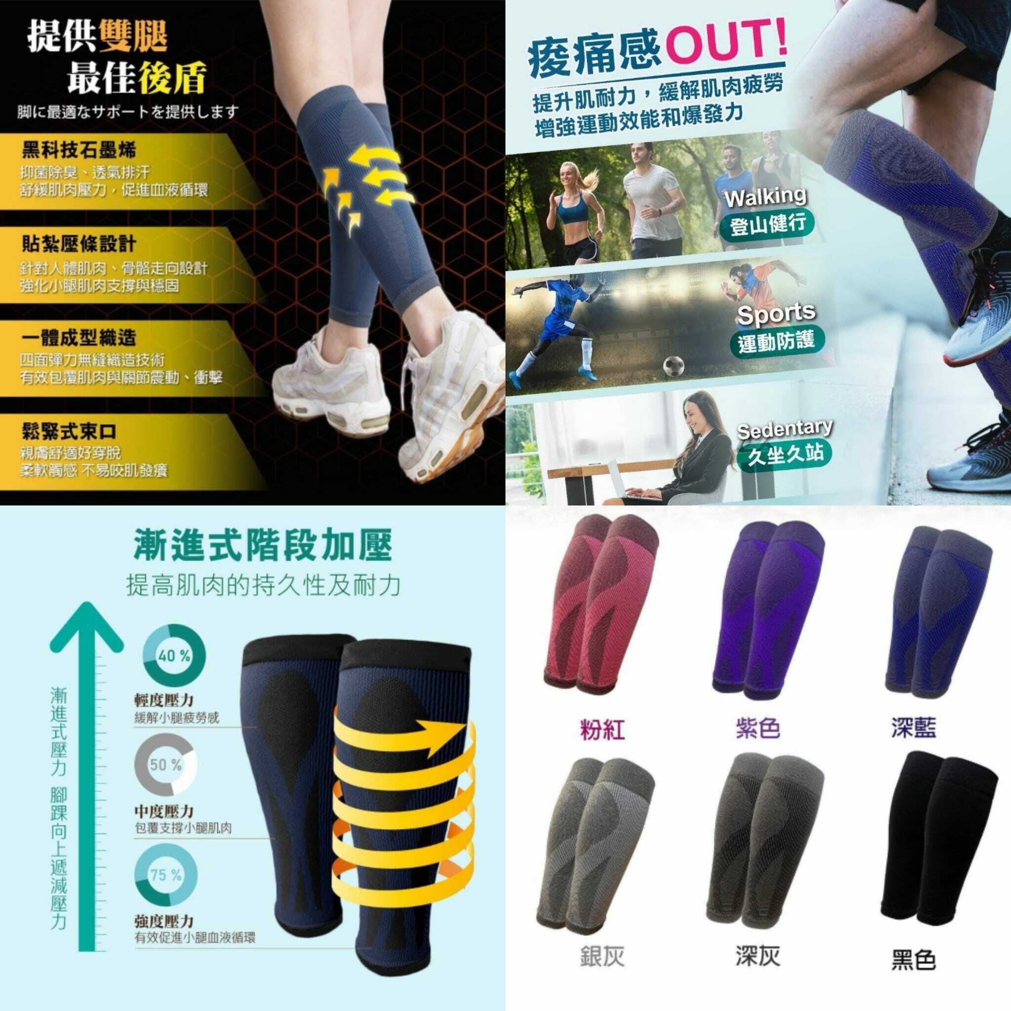 WSBB1743 台灣🇹🇼石墨烯貼紮運動小腿套(1雙/盒)（現貨A13）