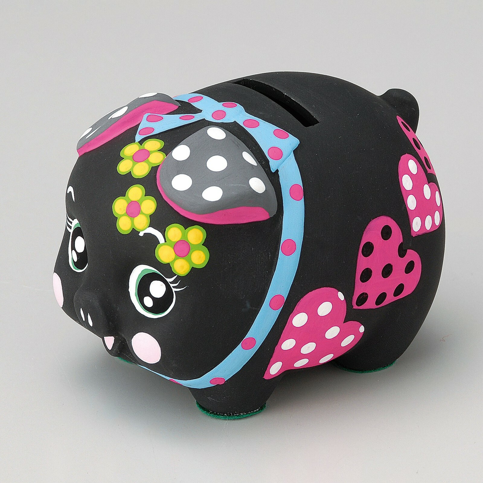 日式陶瓷豬仔錢罌(黑花) (日本製)