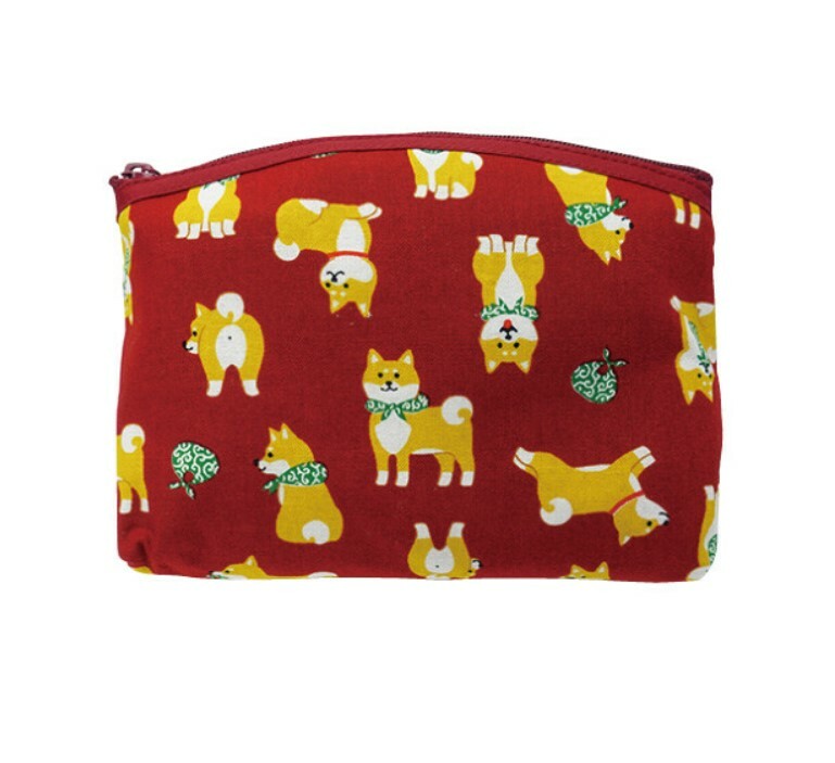 日式可愛柴犬拉鏈袋 (紅色) (日本製)