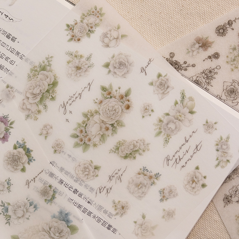 樂意Loi．白玫瑰 轉印貼紙