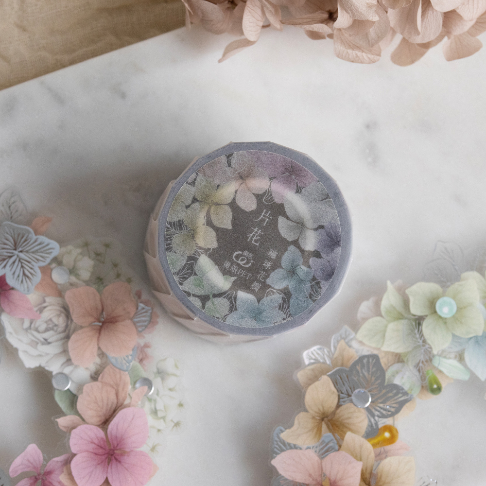 樂意Loi．片花-繡球花瓣 5cm亮面燙銀PET膠帶 <整捲/分裝>