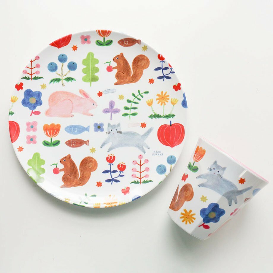 布川愛子 快樂花園 杯子＋餐盤組合｜日本表現社