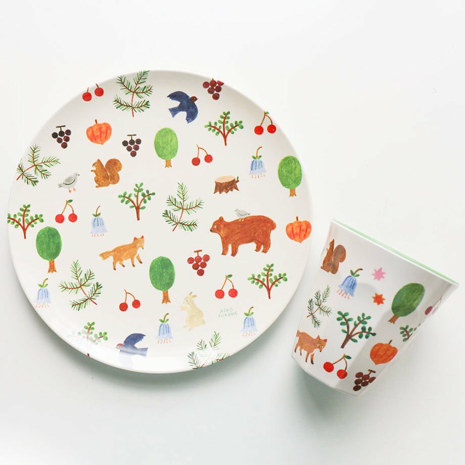 布川愛子 森林地圖 杯子＋餐盤組合｜日本表現社