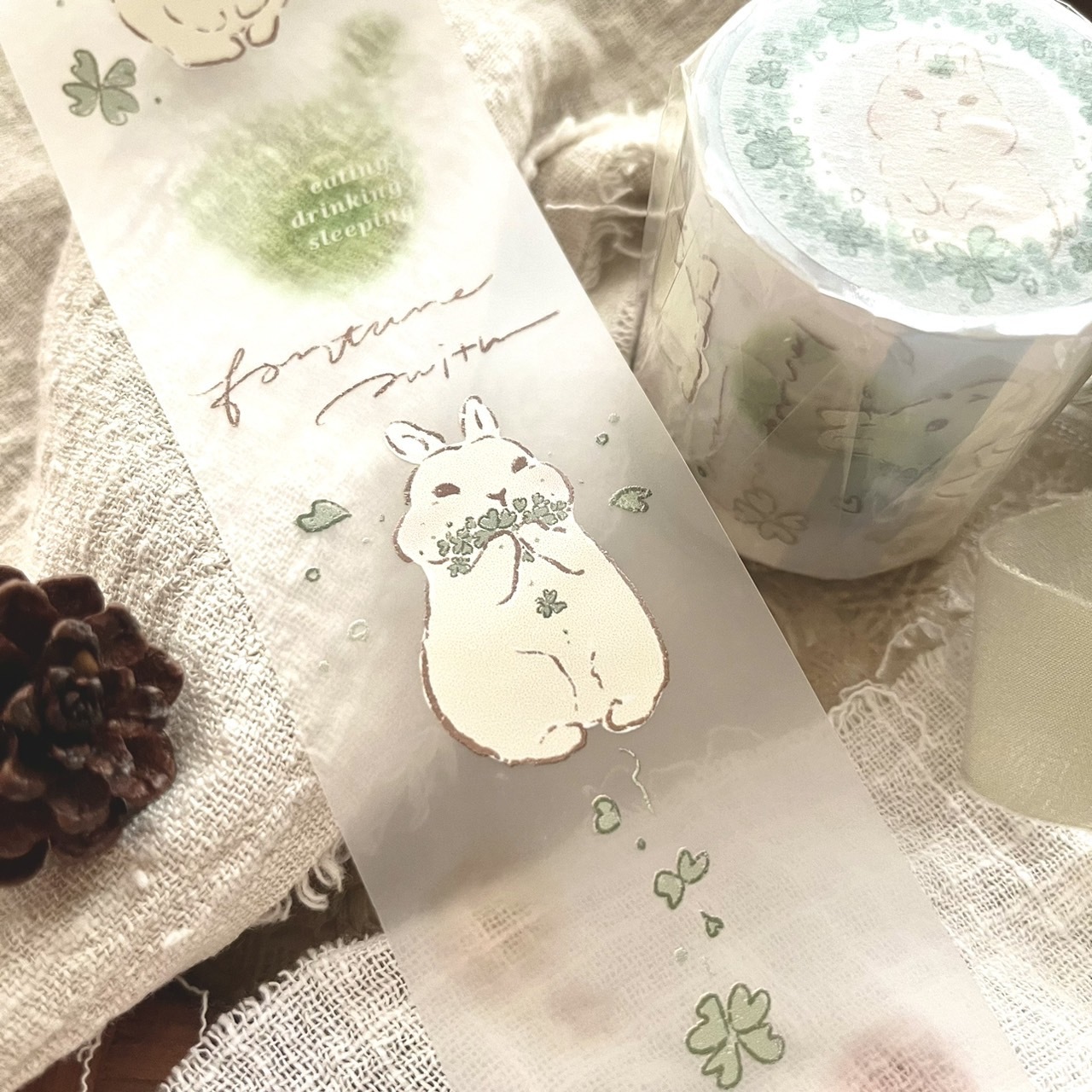 微瘋畫室．Clover Bunny 5cm霧面PET膠帶 <整捲/分裝>