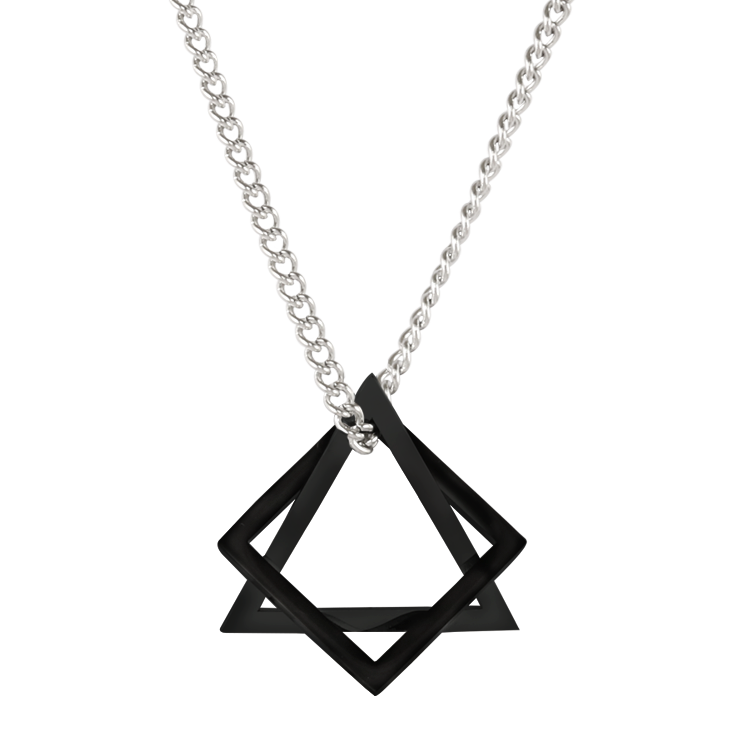 白鋼項鍊，男士項鍊 簡約幾何三角形；網帥潮男同款百搭項鍊（3314黑色）