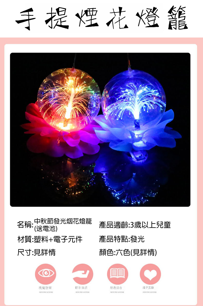 現貨區 中秋節發光煙花燈籠(送電池) MD9854