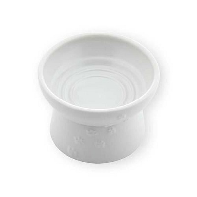 日本直送 貓壹Necoichi 貓貓高腳瓷食碗 - 快樂用餐(日本版) - 白色