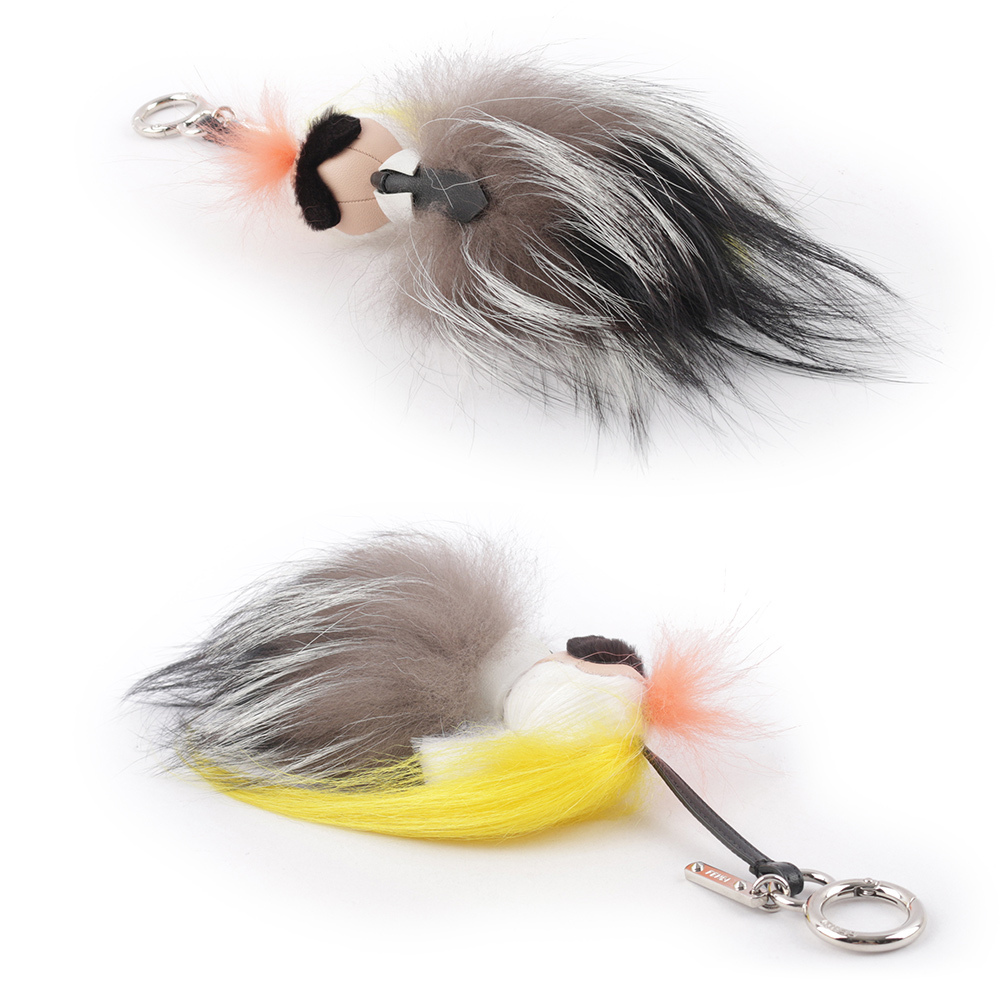 【FENDI】迷你卡爾造型吊飾/鑰匙圈(粉色/黃色) FE28000010