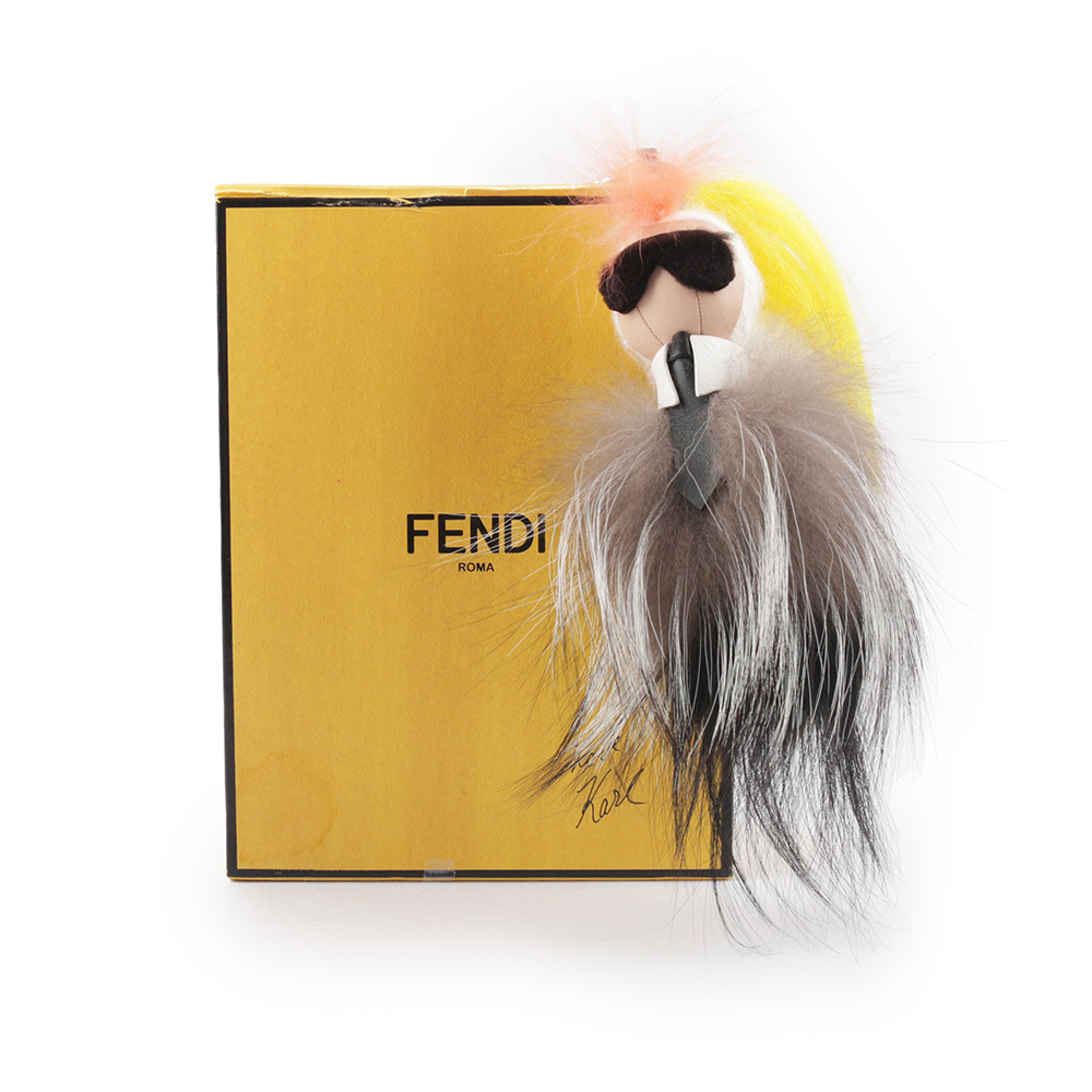 【FENDI】迷你卡爾造型吊飾/鑰匙圈(粉色/黃色) FE28000010