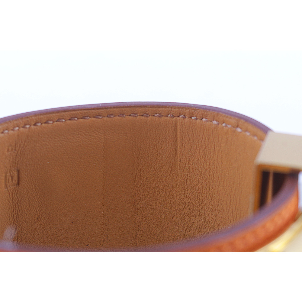 【HERMES】EPSOM皮 鉚釘金釦CDC手環 (S)(橘色)