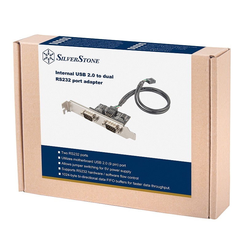 米特3C數位–SilverStone 銀欣 ECD01 內接USB 2.0轉雙埠 RS232擴充卡/SST-ECD01