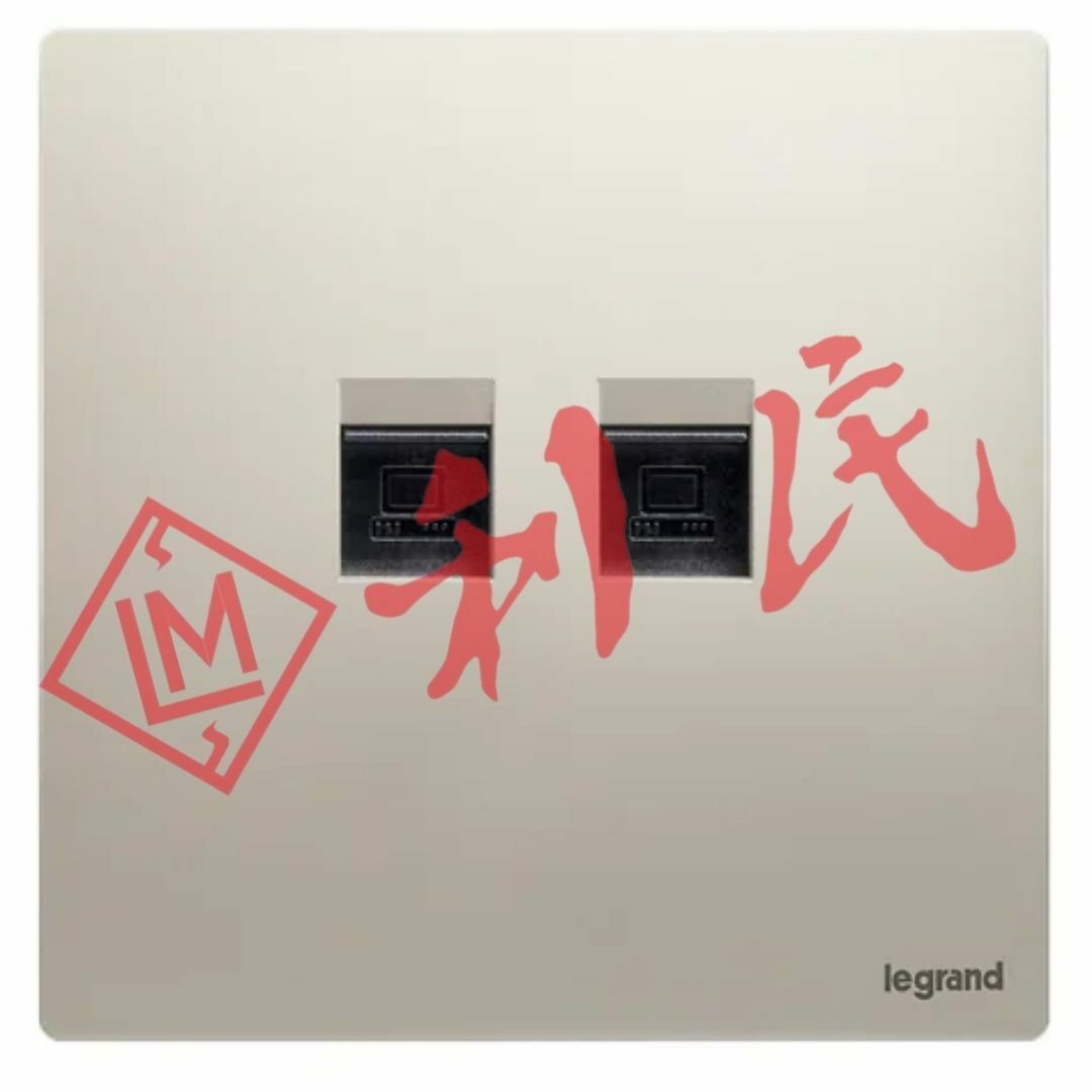 Legrand 羅格朗 MALLIA SENSES 兩位Rj45電話及CAT6電腦插座 (陶瓷白/香檳金/深沙銀/子夜黑/深古銅)