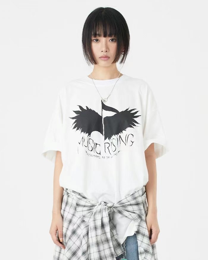 🇰🇷韓國 音樂崛起 翅膀 黑暗 寬鬆 短袖