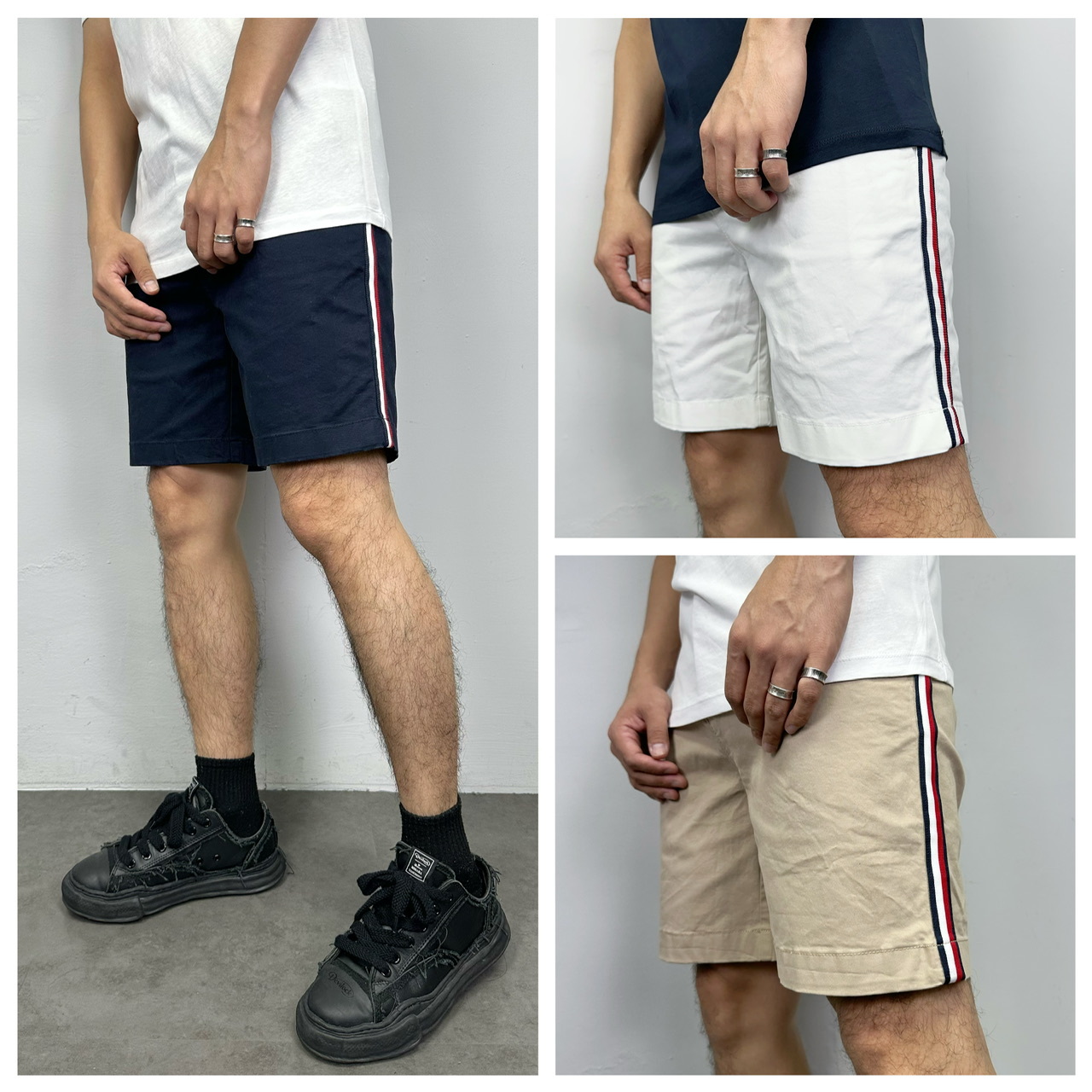 Tommy Hilfiger 側邊經典色條紋 休閒短褲 工作褲