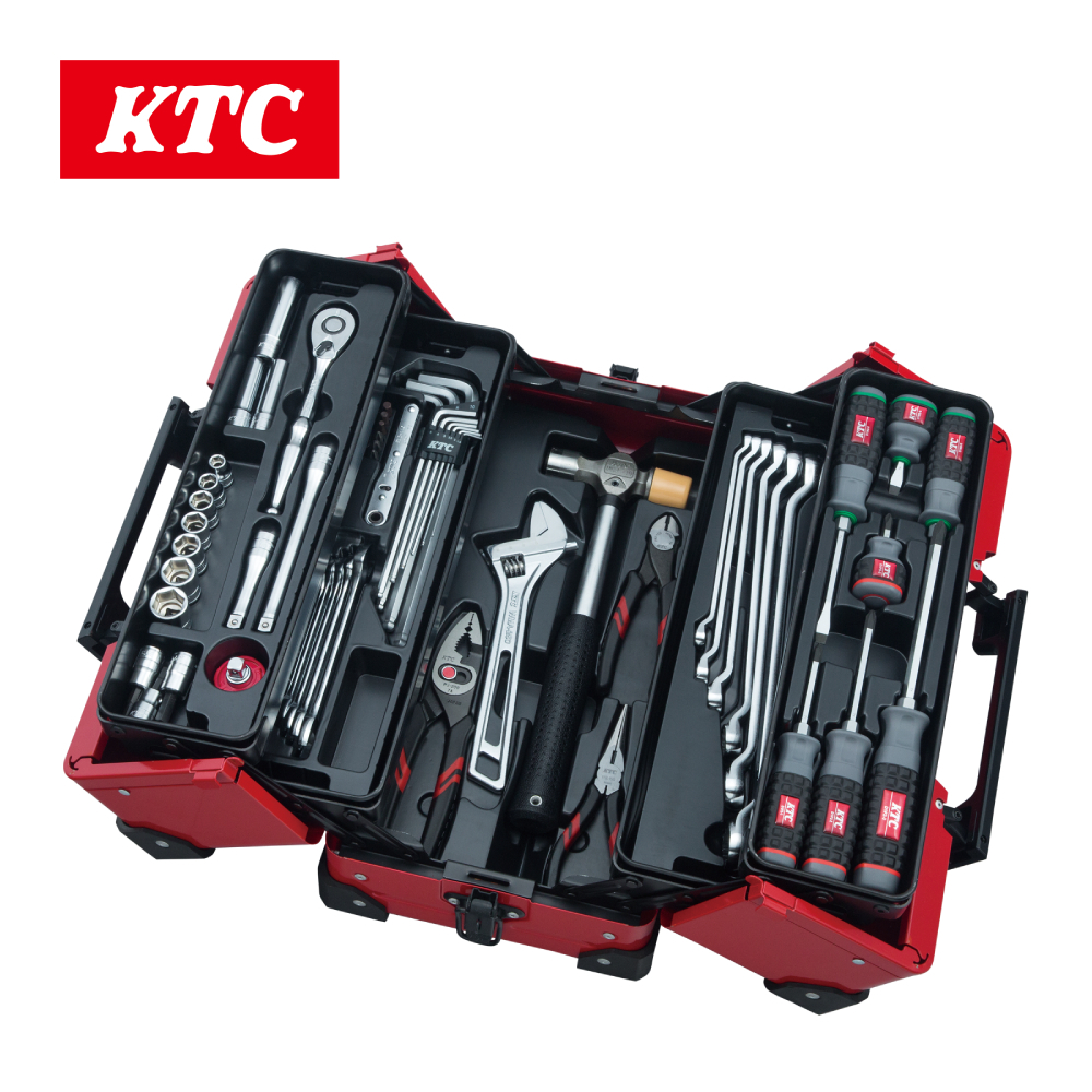 日本KTC 雙開式手提工具箱(含56件3分工具組) -德貿總代理