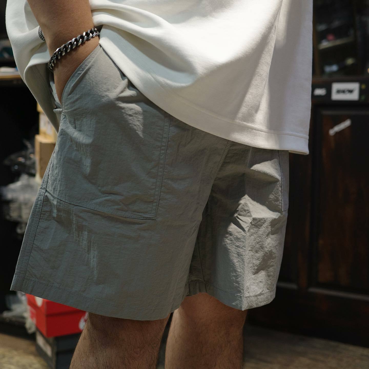 自訂款 素面口袋 車邊防水短褲 四色 (16192 )