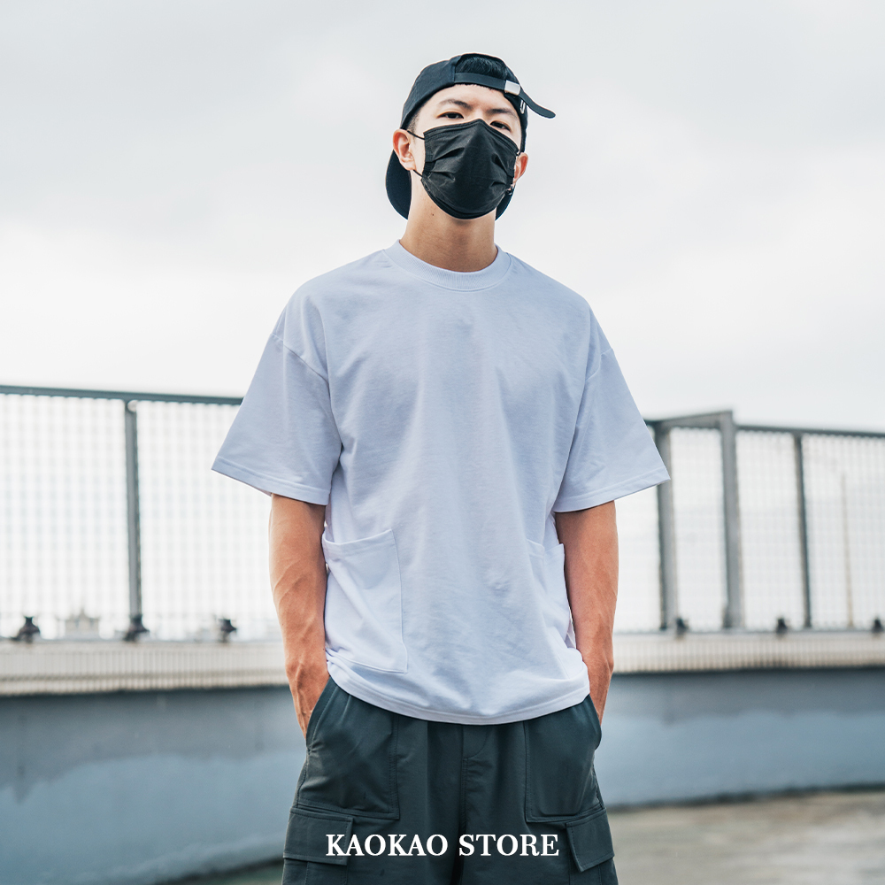 ALLY YJY110 純棉 下擺雙口袋 細絨五分袖短T