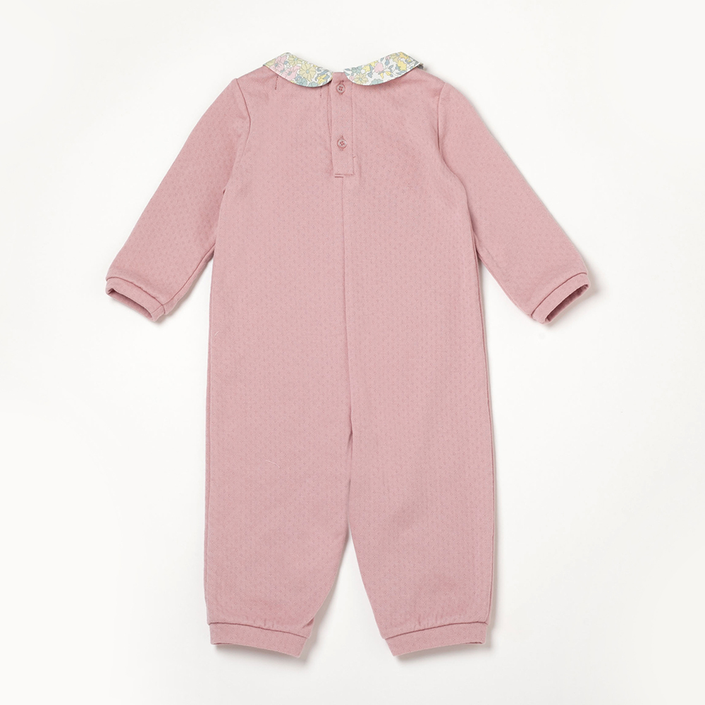 PIPPY 可愛小兔素面棉質長袖包屁衣 粉