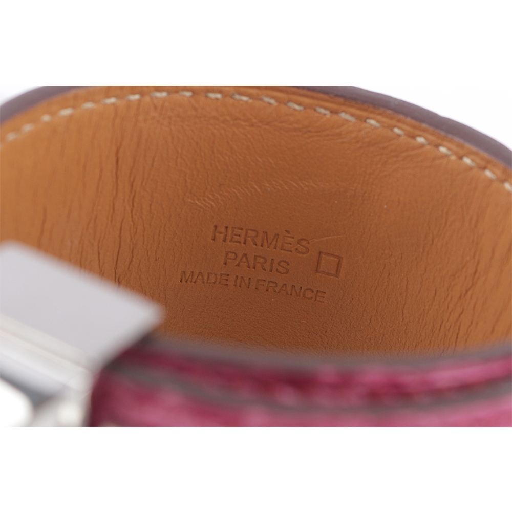 【HERMES】鱷魚皮 鉚釘銀釦CDC手環 (S)(莓紫色)