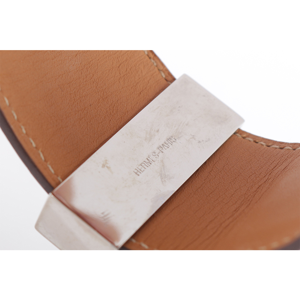 【HERMES】鱷魚皮 鉚釘銀釦CDC手環 (S)(莓紫色)