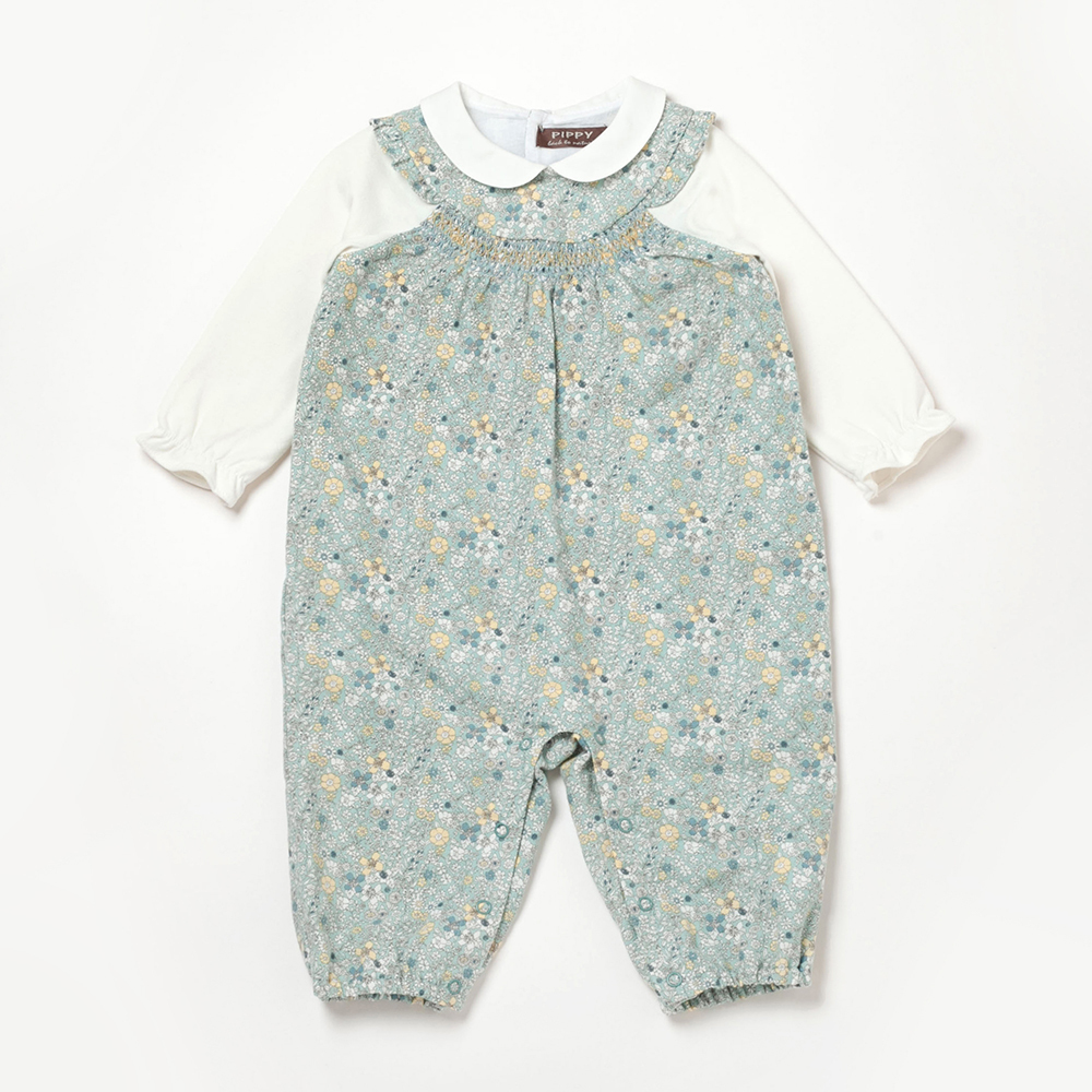 PIPPY棉質經典印花吊帶褲2件組禮盒 綠