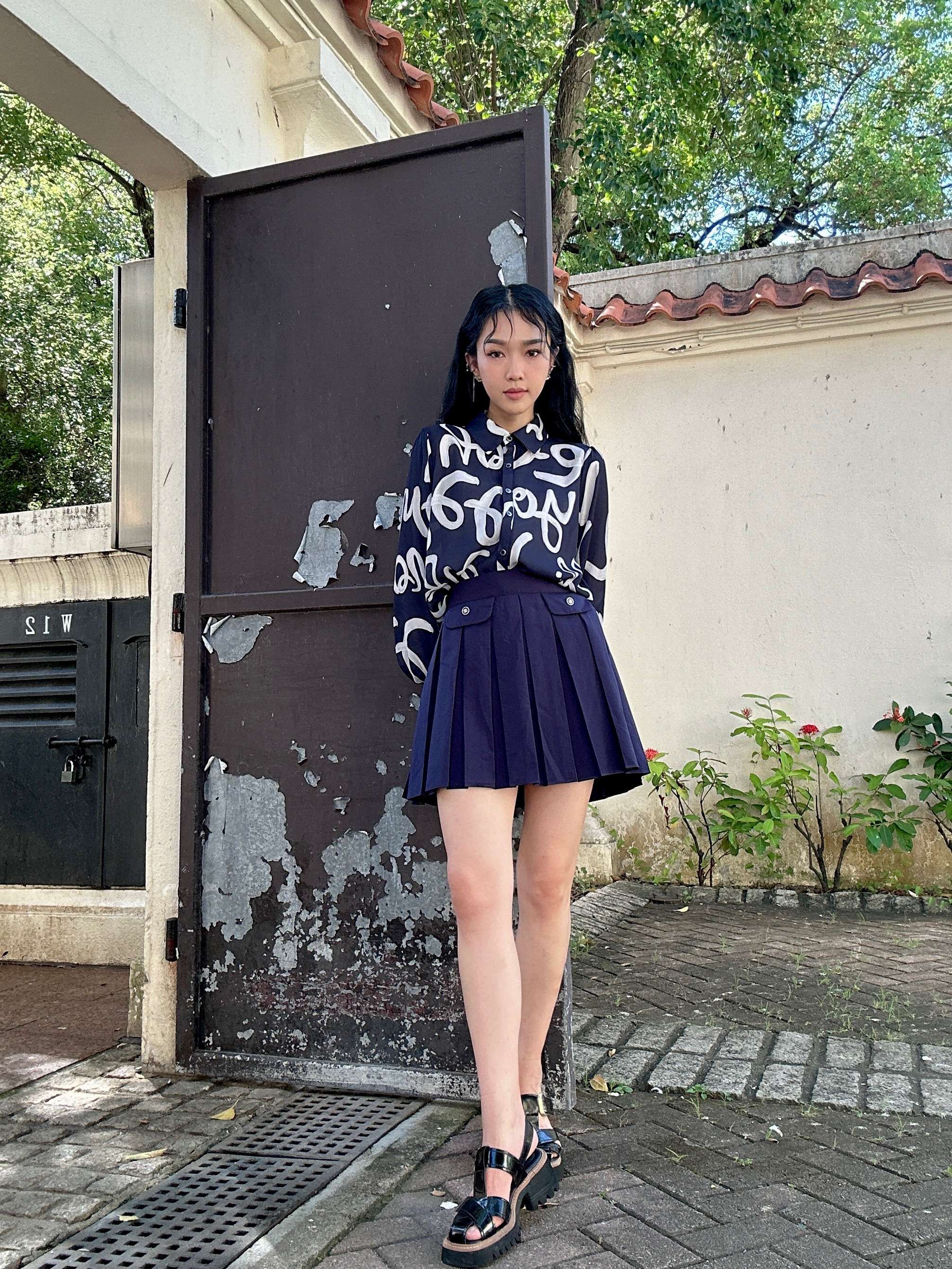 假兩袋百褶短西裝裙褲 (現貨款式）