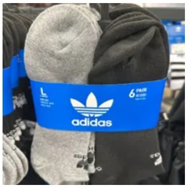 [S] ADIDAS TREFOIL NO SHOW SOCKS 6PAIR,HEATHER GREY/BLACK/WHITE, CH7678 (SAD28)