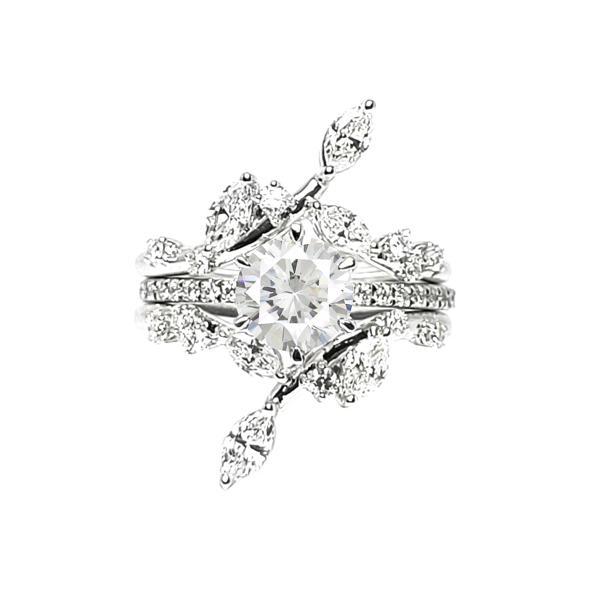 18K白金天然鑽石併戒