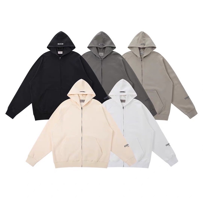 FEAR OF GOD ESSENTIALS 袖口LOGO反光 字母拉鍊連帽外套 FOG拉鍊外套