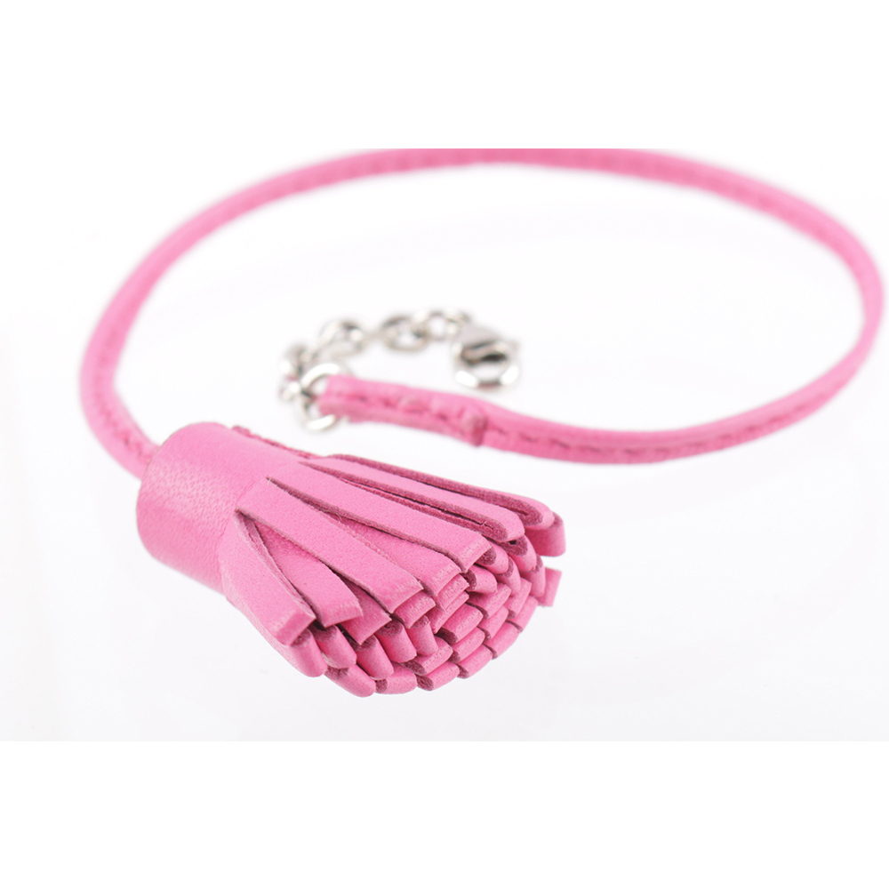 【HERMES】小羊皮流蘇造型吊飾(粉色)