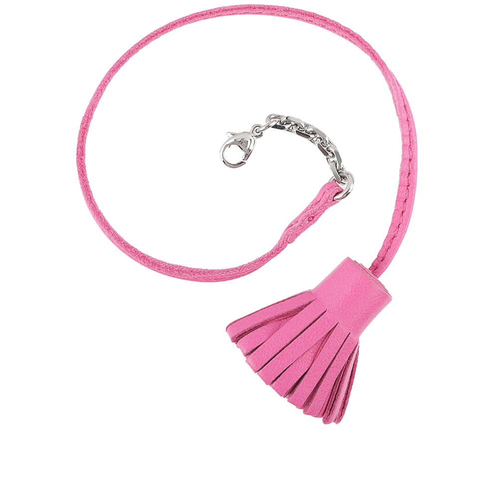 【HERMES】小羊皮流蘇造型吊飾(粉色)