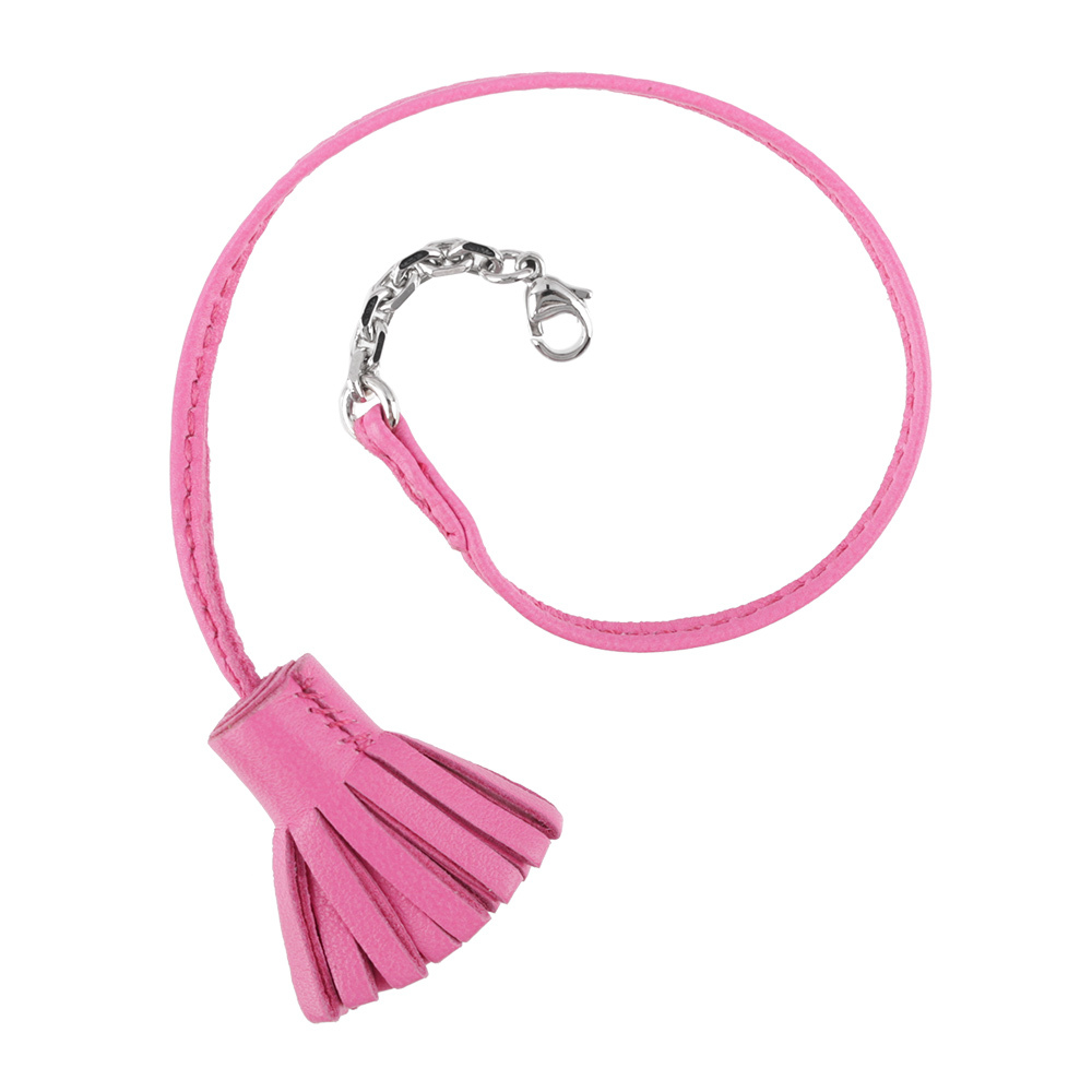 【HERMES】小羊皮流蘇造型吊飾(粉色)
