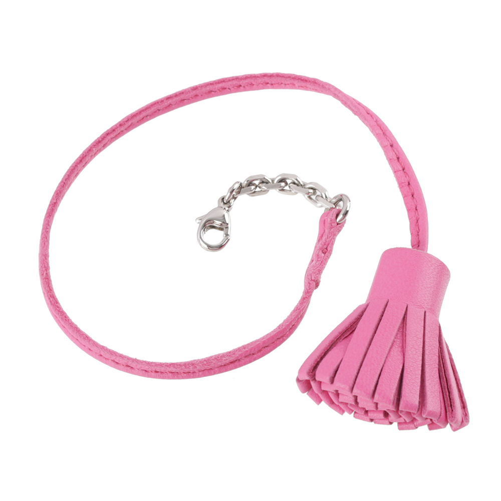 【HERMES】小羊皮流蘇造型吊飾(粉色)
