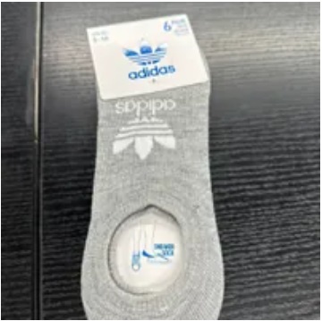 [S] ADIDAS SUPER NO SHOW SOCKS,HEATHER GREY/WHITE/BLACK, FZ6674 (SAD44)