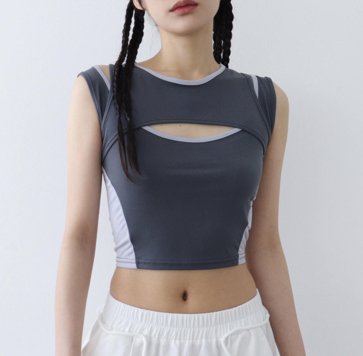 (現貨) KR Y2K FUTURE SLEEVELESS CHARCOAL