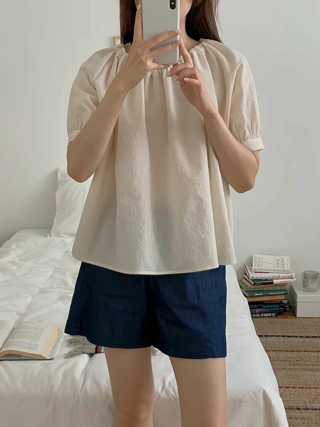 氣質五分泡泡袖上衣