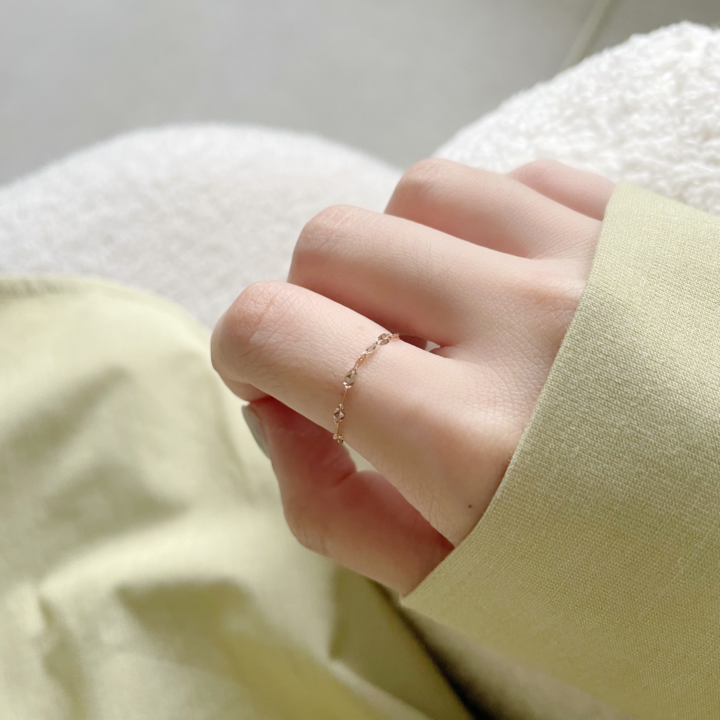 14k切花金片鍊戒