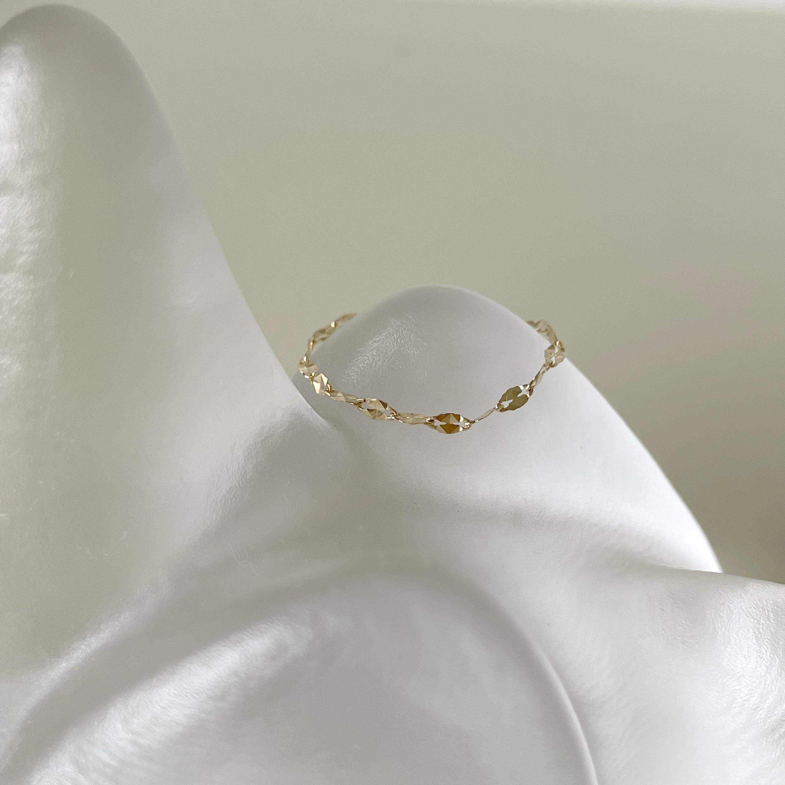 14k切花金片鍊戒