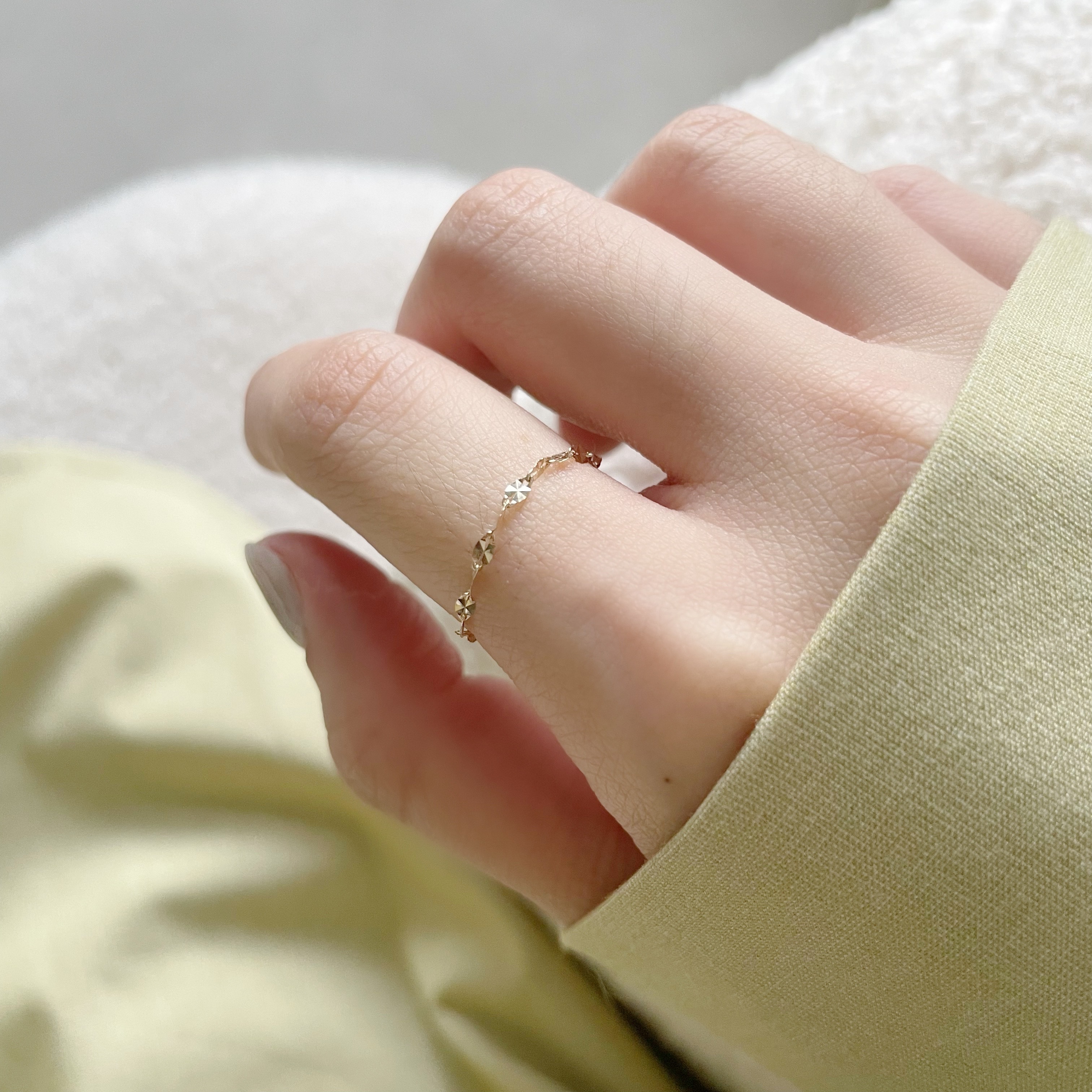 14k切花金片鍊戒