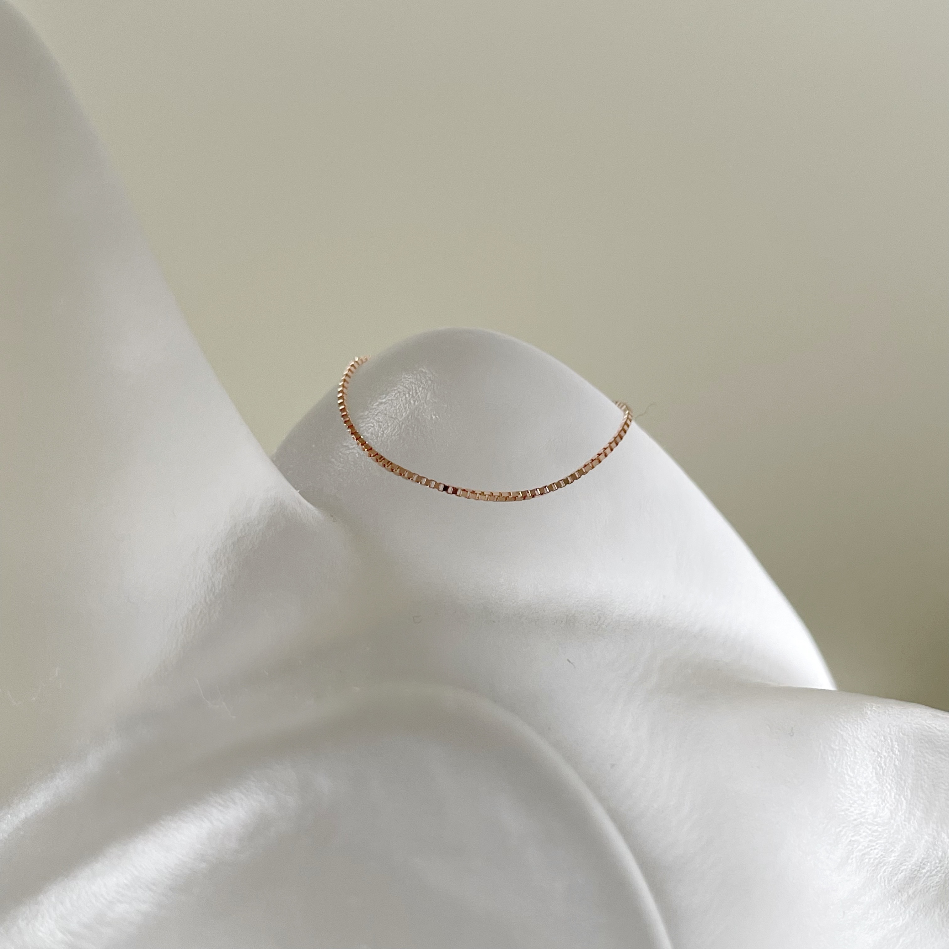 14k 細滑盒子鍊戒