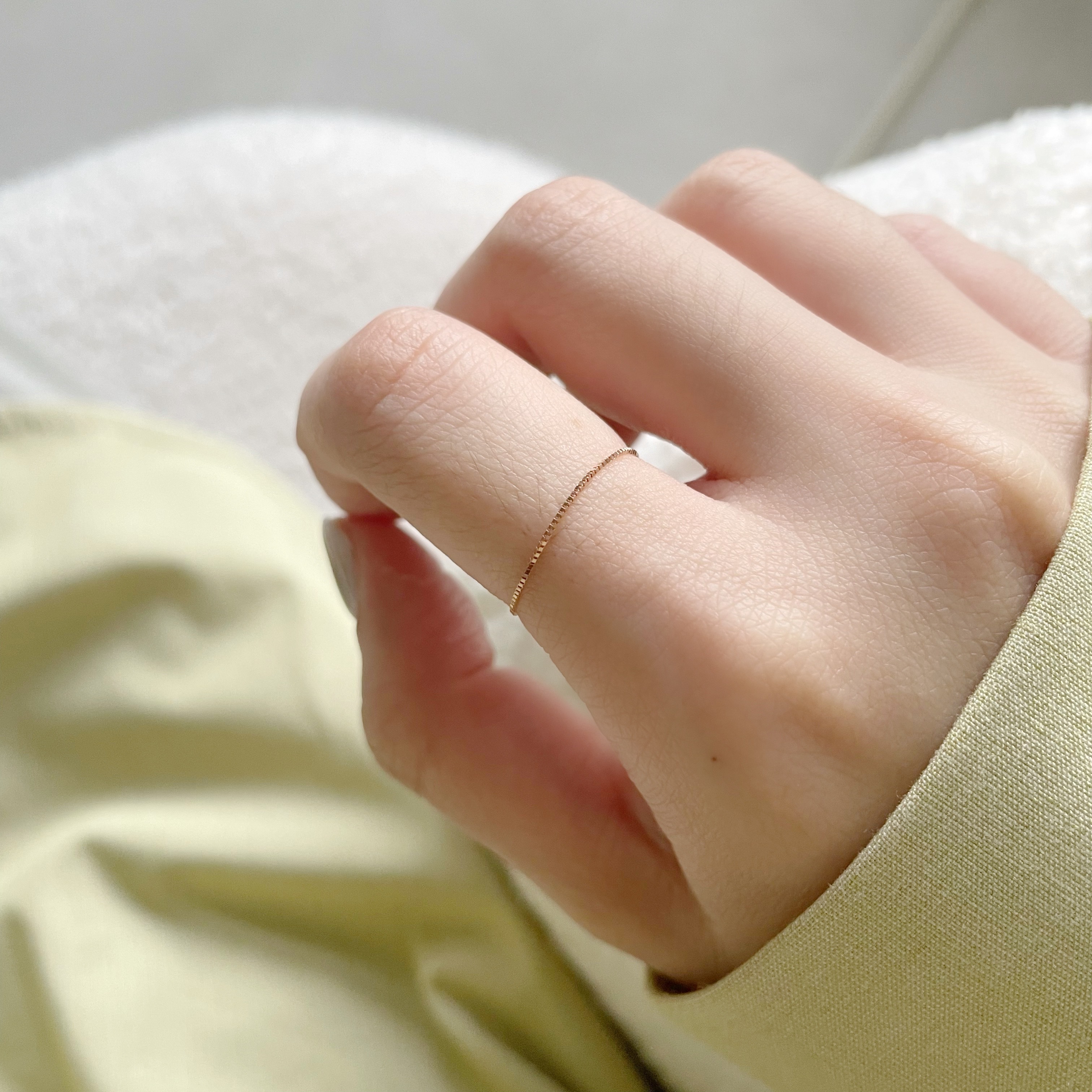 14k 細滑盒子鍊戒