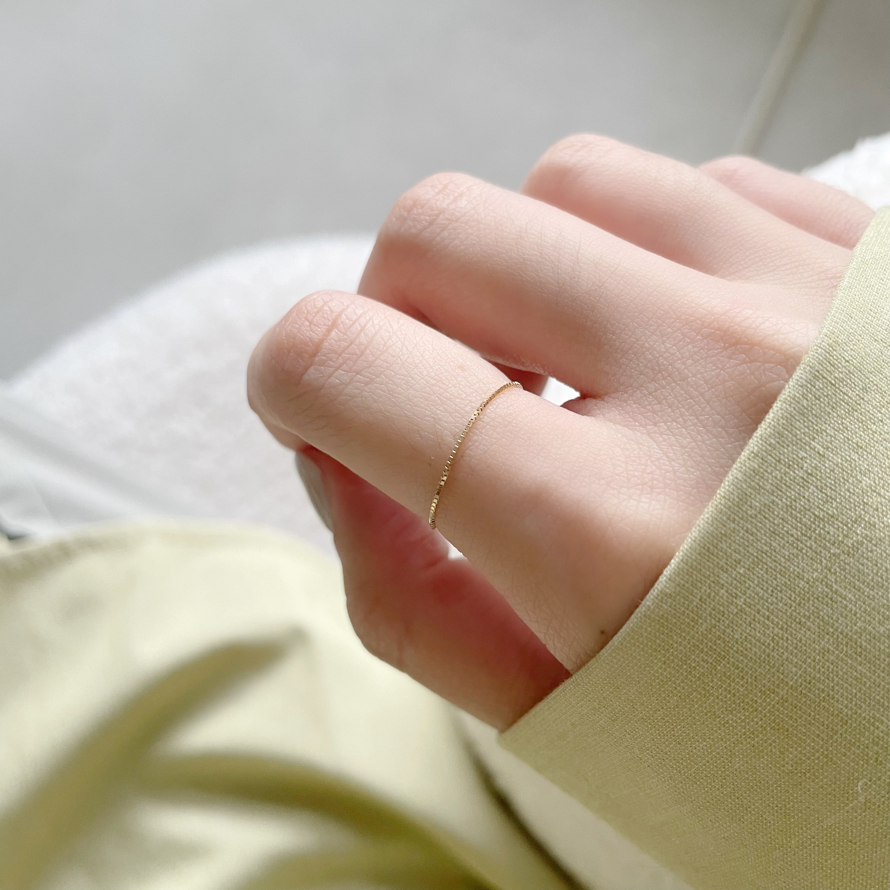 14k 細滑盒子鍊戒