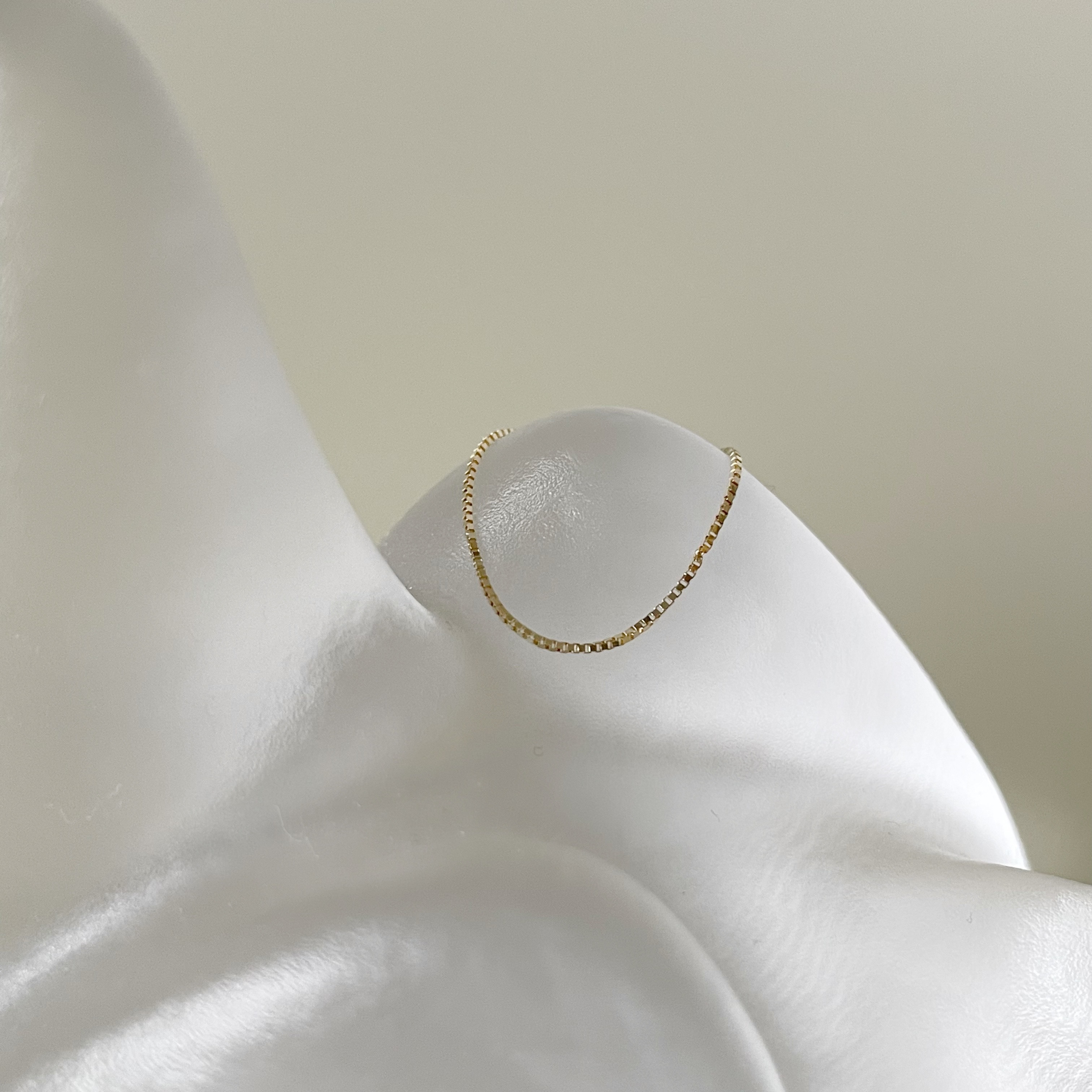 14k 細滑盒子鍊戒