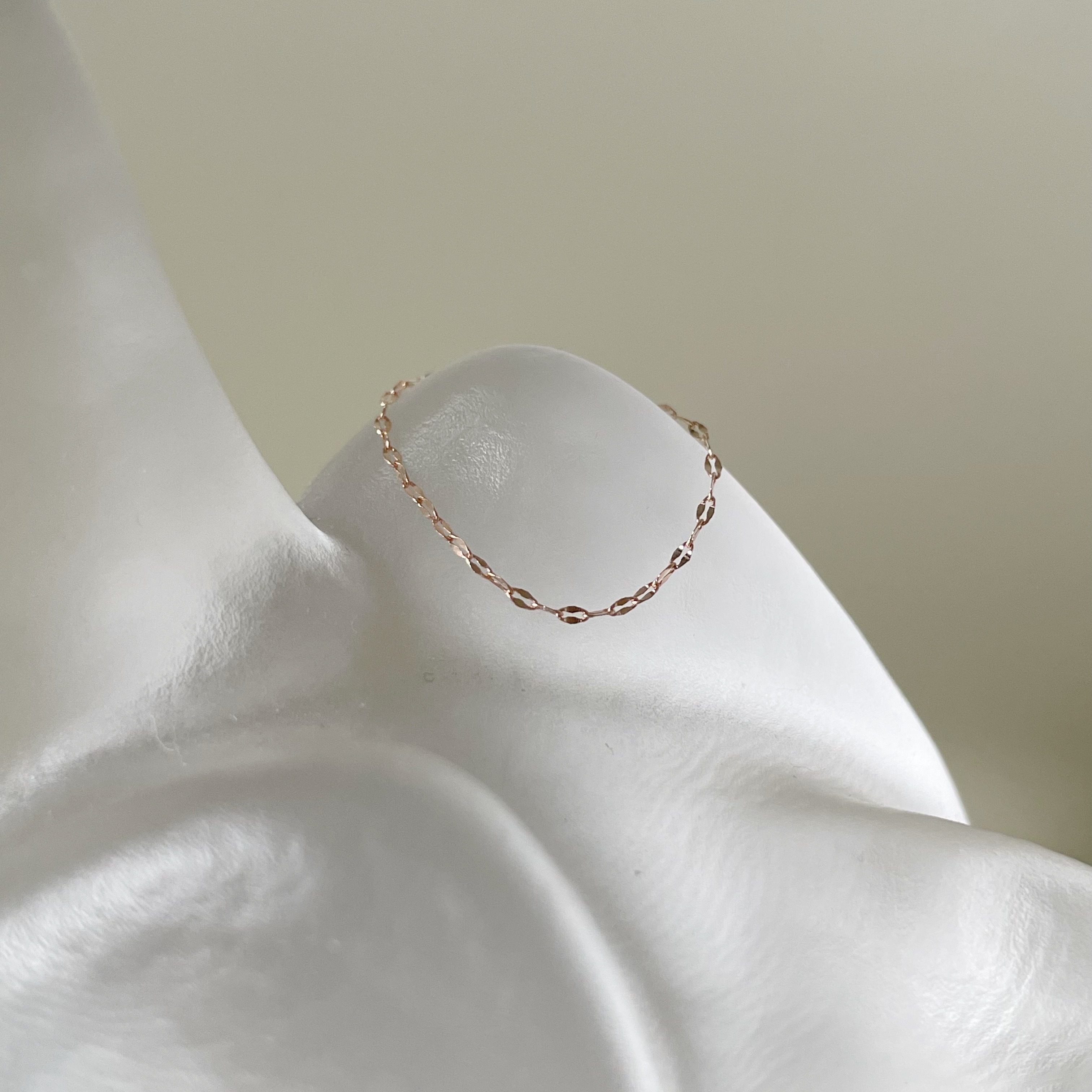 14k極細金片鍊戒