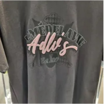 [S] ADLV A LOGO MONOGRAM EMBOSSING EMBROIDERY SHORT SLEEVE T-SHIRT,CHARCOAL, ADLV23SS-SSLAME-CHA (SAV255)