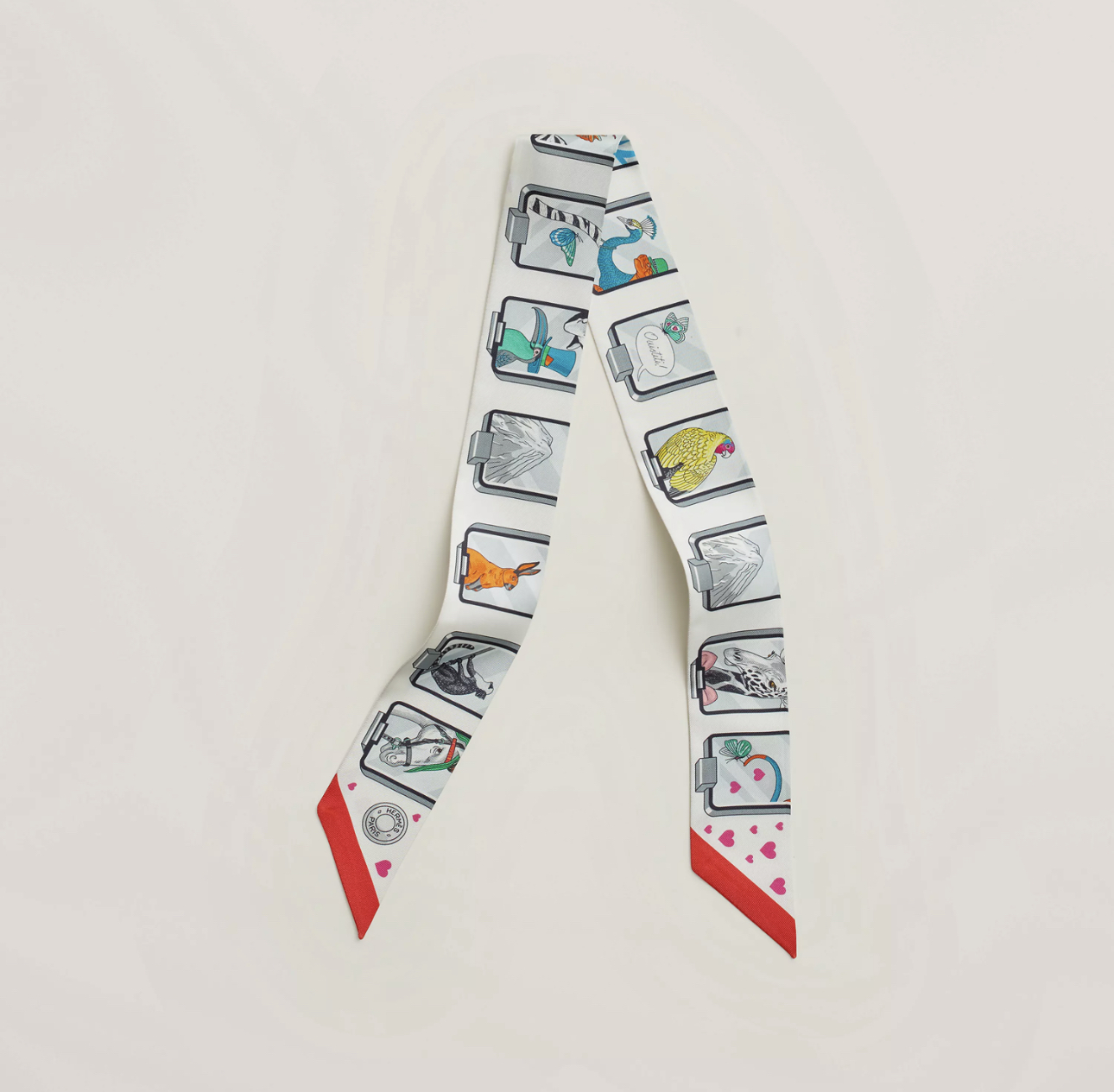 Hermès Story Twilly blanc / gris / rouge