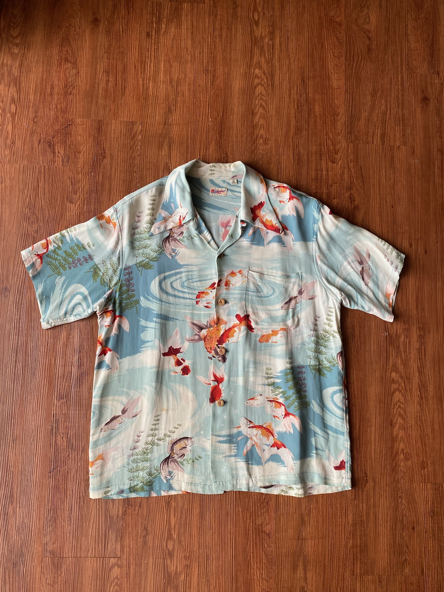 Vintage SUN SURF aloha shirts/ SUN SURF 東洋 和柄夏威夷襯衫-金魚火花